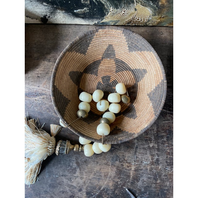 Wood Tribal Coiled Basket Vintage For Sale - Image 7 of 12