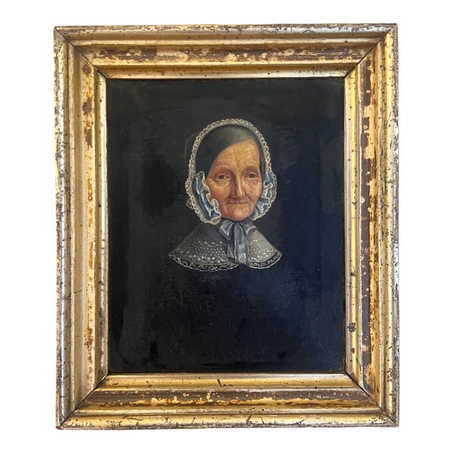 19th Century Oil Portrait Painting, Biedermeier Style, Signed, Denmark For Sale