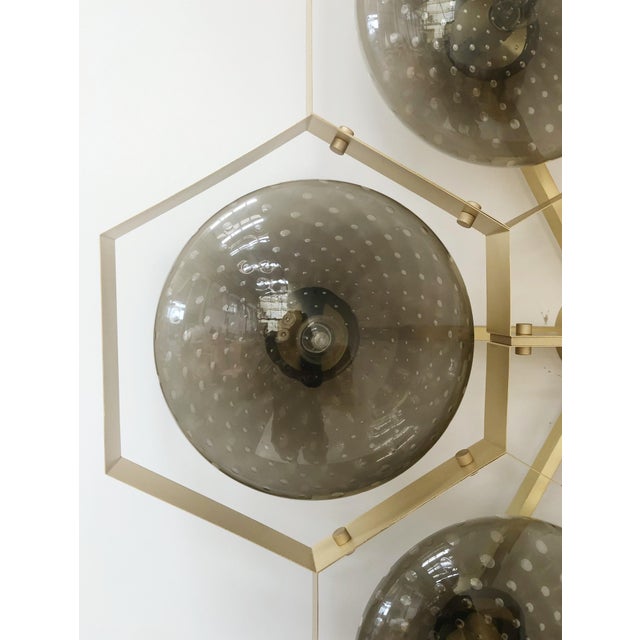 21st Century Hive Satin Brass Smoky Bubbles Murano Flush Mount by Fabio LTD For Sale - Image 9 of 9