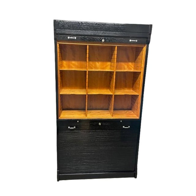 Art Nouveau Black Roller Blind Cabinet, 1910s For Sale - Image 5 of 7