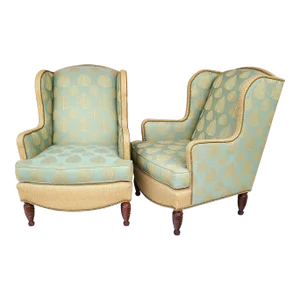 Pair of Substantial Chippendale Wingback Armchairs by Hekman