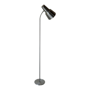 1950s Mid-Century Modern Metal Floor Lamp With Adjustable Gooseneck Shade