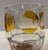 19th century clear and amber colored Bohemian cordial / wine glass. Colorless stem with amber medallions engraved with the...