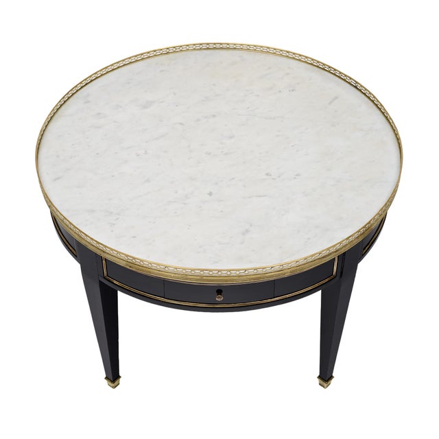 French Louis XVI Style Bouillotte Coffee Table With Carrara Marble For Sale In Austin - Image 6 of 9