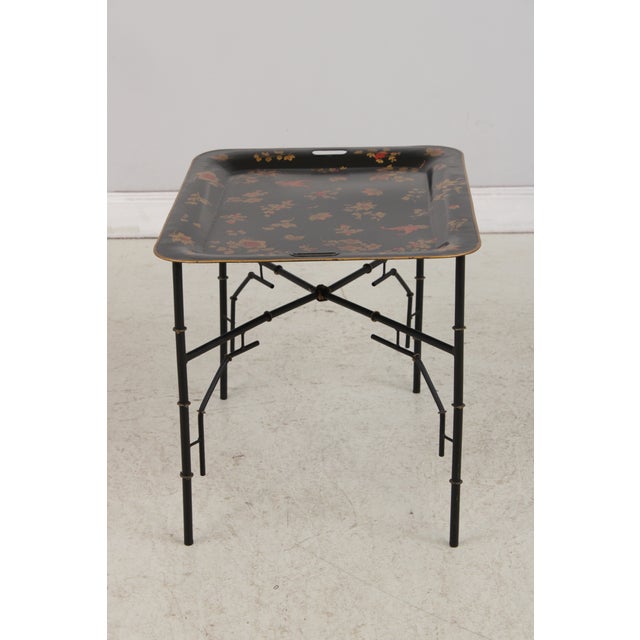 Black & Gold Toleware Tray Top Table For Sale - Image 11 of 17
