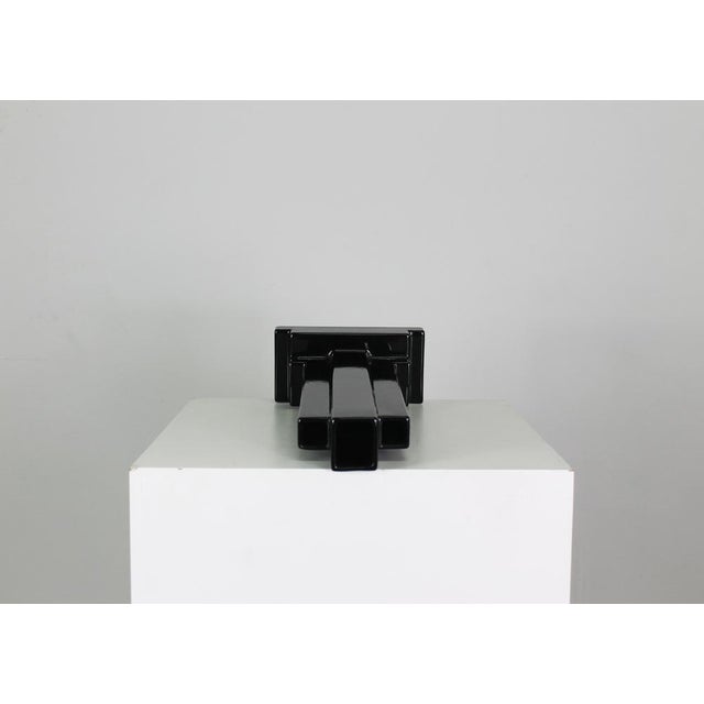 Ceramic Y15 Vase in Black Enameled Ceramic by Ettore Sottsass for Poltronova, 1970s For Sale - Image 7 of 10
