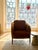 Vintage Barrel Back Chairs in Amber Velvet, Carved Oak Arms – Pair For Sale - Image 9 of 9