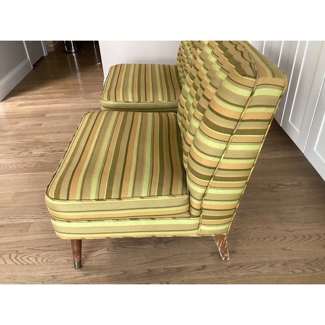 Avocado 1960s Pair of Midcentury Modern Slipper Upholstered Chairs For Sale - Image 8 of 17