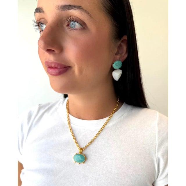 Contemporary Turquoise Pyramid Earring For Sale - Image 3 of 4