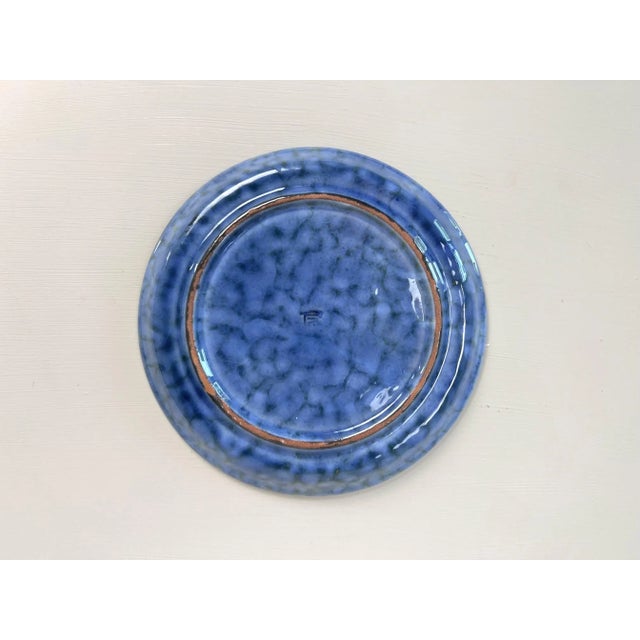 Late 20th Century Vintage Italian Studio Pottery Plate, Fabrizio Simone Blue Glaze (19.75 Cm) For Sale - Image 5 of 9