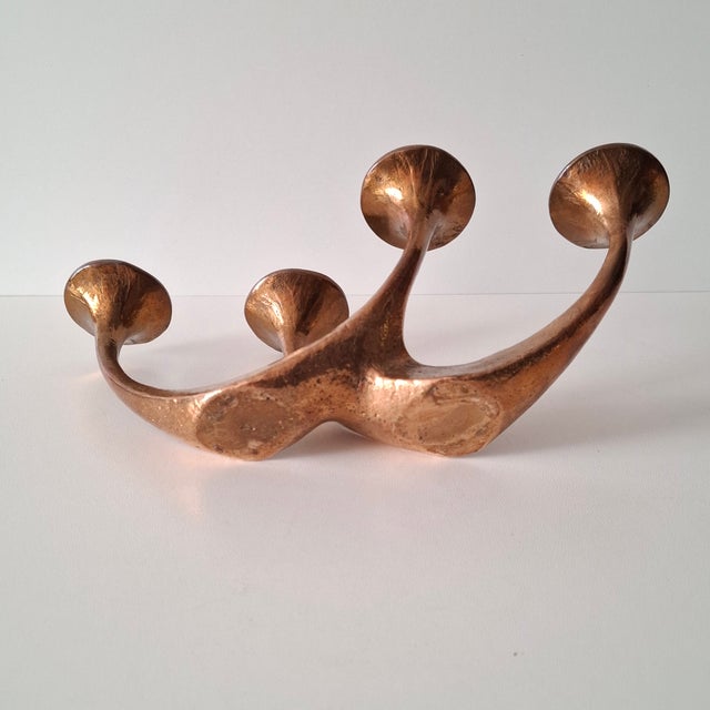 Mid-Century Modern Michael Harjes Brutalist Bronze Candlestick, Germany, 1960s For Sale - Image 3 of 12