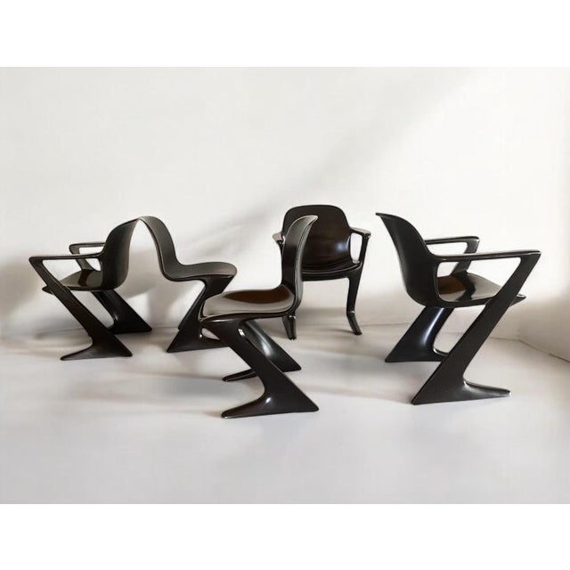 Mid-Century Modern Vintage Kangaroo Chairs by Ernst Moeckl & Siegfried Mehl for Horn Collection, 1960s, Set of 5 For Sale - Image 3 of 18