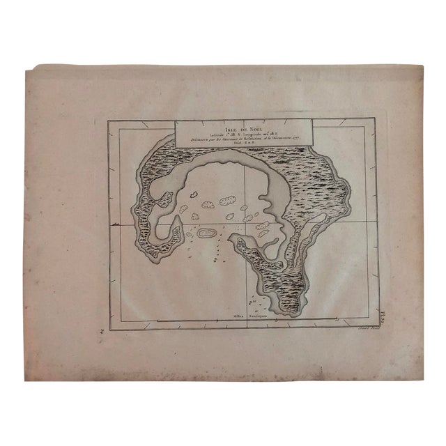 1785 Cook Map of Kiritimati formerly known as Christmas Island For Sale