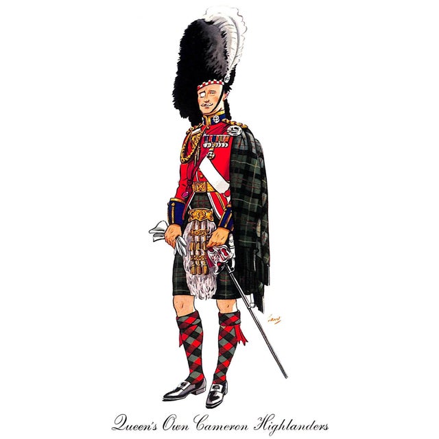 Suitable for framing Print Sz: 12 3/4"H x 9 3/4"W The Queen's Own Cameron Highlanders or 79th (The Queen's Own Cameron...