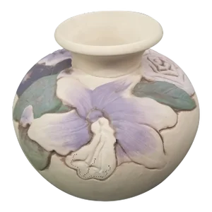 Vintage Portugal Ceriart Pottery Handcrafted Hand Painted Florals Vase