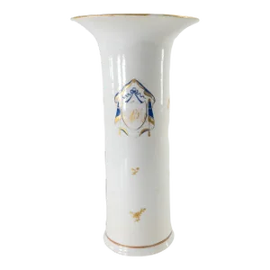 19th Century Chinese Export Armorial Chinoiserie Gu Form Garniture Vase, as Is