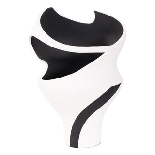 Rapsie Black and White Vase- Short For Sale