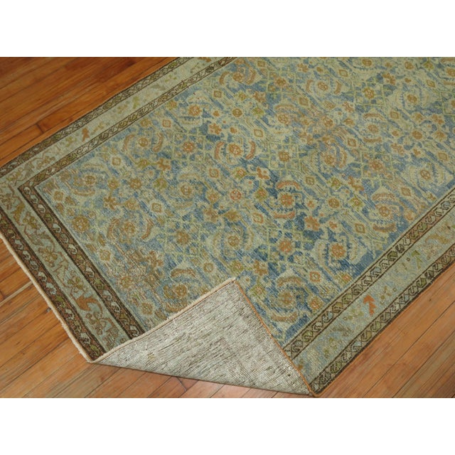 Early 20th Century Early 20th Century Powder Blue Malayer, 4'3'' X 6'8'' For Sale - Image 5 of 7