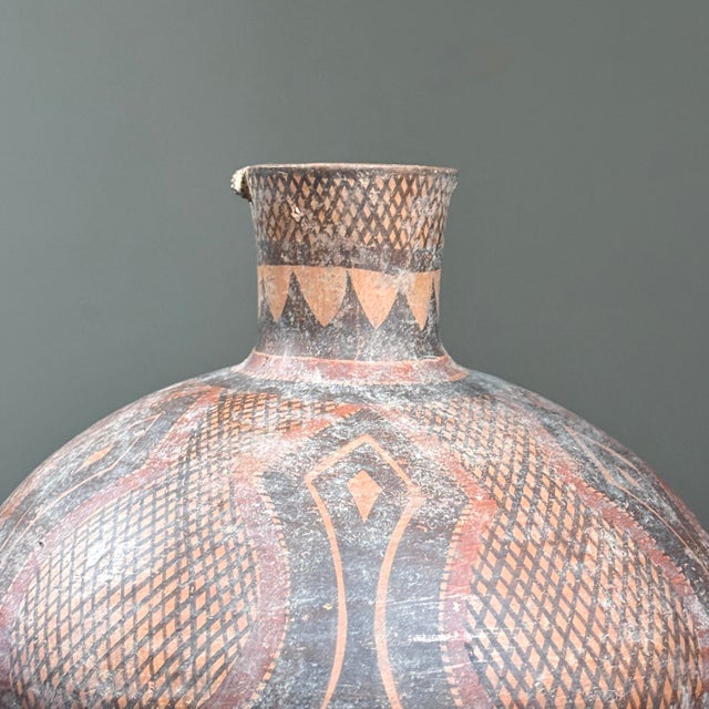 Ceramic Ancient Monumental Folk Art Majiayao Hand Painted Terracotta Jar For Sale - Image 7 of 9
