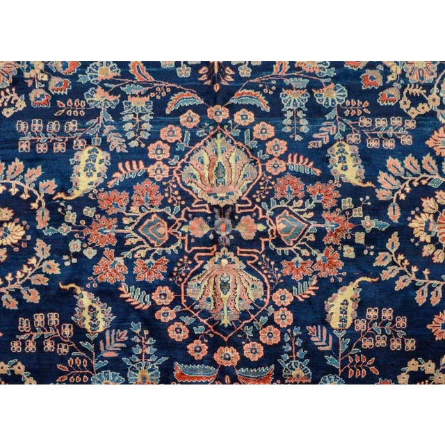 Royal Blue Early 20th Century Mohajeran Rug For Sale - Image 8 of 11
