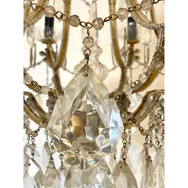 Gilt Iron & Glass Chandelier, 1960s For Sale - Image 5 of 10