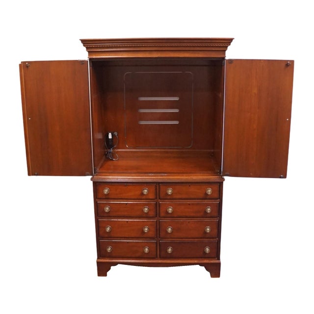 1990s Lexington Furniture Palmer Home Collection Solid Cherry Traditional 46" Media Armoire 554-318 For Sale - Image 5 of 18