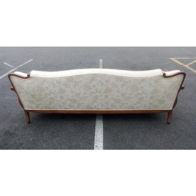 French Louis XV Style Elegant Ivory 7.5' Sofa Serpentine Carved Back Curved Caned Sides Sale 2895 Mid-Century For Sale In New York - Image 6 of 13