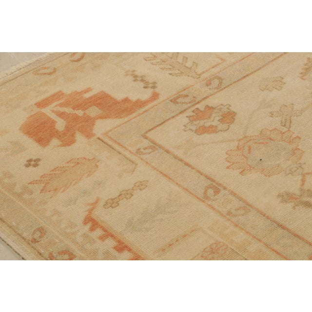 Rug & Kilim Vintage Turkish Oushak Rug in an All Over Beige, Orange, Green Floral Pattern For Sale - Image 4 of 9