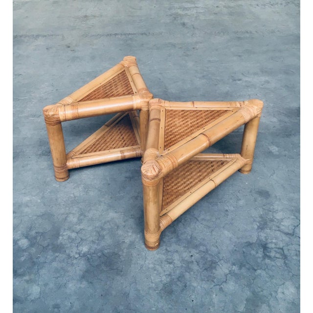 Handcrafted Bamboo Corner Table Set, 1970s, Set of 2 For Sale - Image 12 of 18
