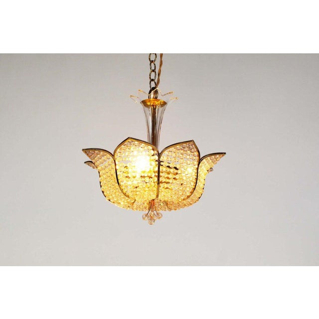 Medium Sized Crystal Glass Tole Chandelier Light by Palwa, Germany, 1970s For Sale - Image 6 of 12