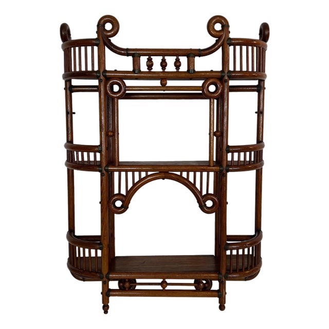 Bentwood and Brass Wall Shelves Unit. Austrian Arts & Crafts Works Circa 1900 For Sale