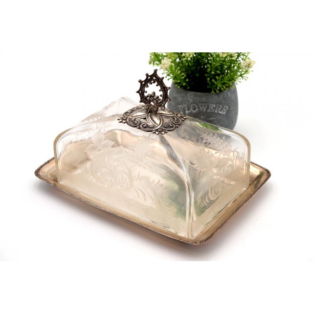 Glass Cheese Bowl with Floral Reliefs For Sale - Image 5 of 7