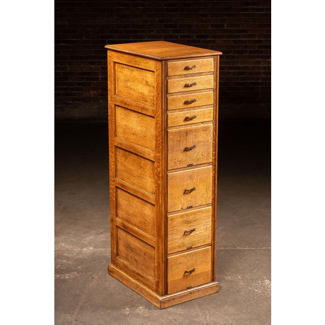 Traditional Antique Oak Vertical File Cabinet With Document Drawers by Library Bureau For Sale - Image 3 of 16