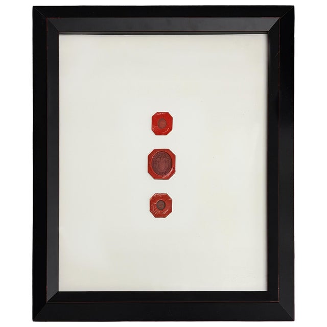 Collection of Framed 19th Century French Red Wax Seals For Sale - Image 11 of 18