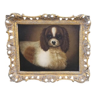 1980s Oil Painting After Samuel Giles by Chelsea House Cavalier Spaniel For Sale