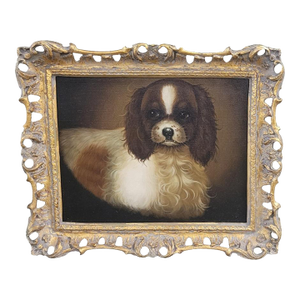 1980s Oil Painting After Samuel Giles by Chelsea House Cavalier Spaniel