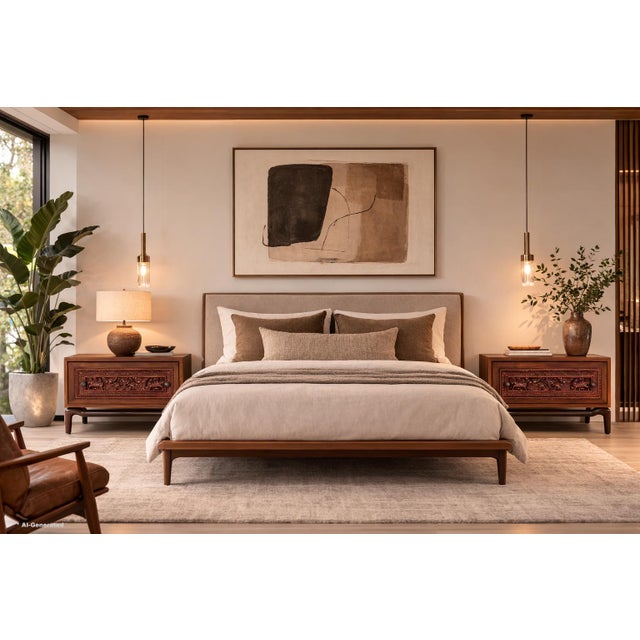 These oversized vintage nightstands, designed by Maurice Bailey for Monteverdi Young in the United States during the...