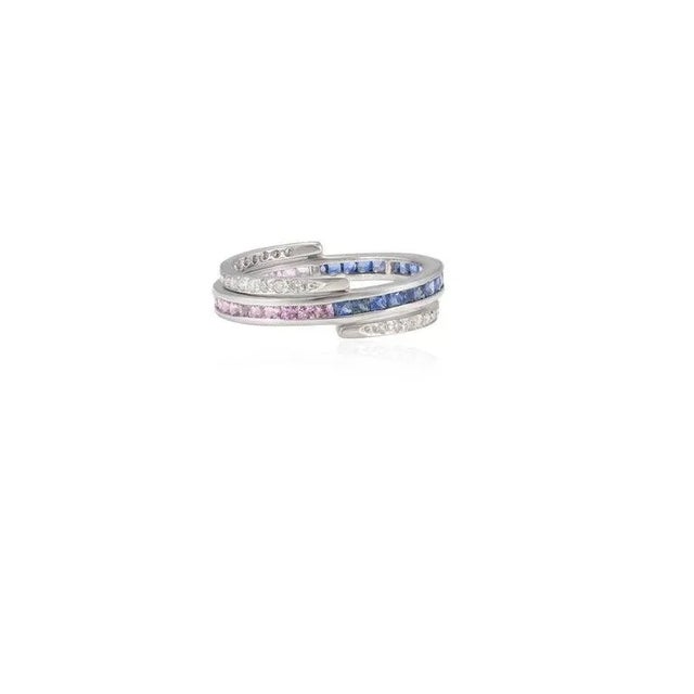 Multi Sapphire and Diamond Reversible Magic Ring 18k White Gold Size 7 For Sale In New York - Image 6 of 12
