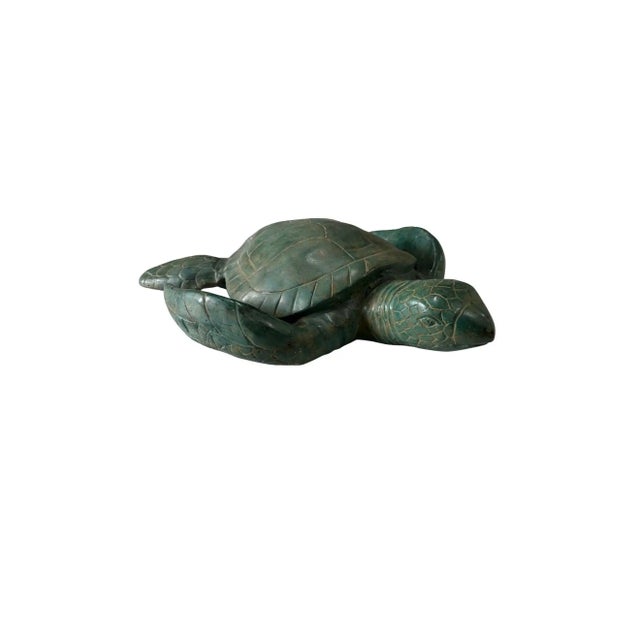 Modern Solid Brass Sea Turtle Sculpture, Cast Technique From Indonesia For Sale - Image 4 of 10