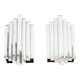 1960s Mirrored Art Deco-Style Sconces- A Pair For Sale