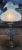 Rare Vintage Ice Blue Satin Frost Fenton Paisley Glass Table Lamp 20th C. For Sale - Image 6 of 18
