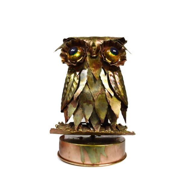 Vintage Sankyo Brutalist Art Owl Musical Box Figurine For Sale - Image 10 of 10