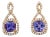 1.55cts Tanzanite and Natural Diamond Earrings in Solid 14k Gold | Cu 5mm-Set of 2 For Sale