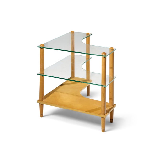 Gilbert Rohde Style Mid Century Glass and Walnut Corner Table For Sale In Chicago - Image 6 of 7