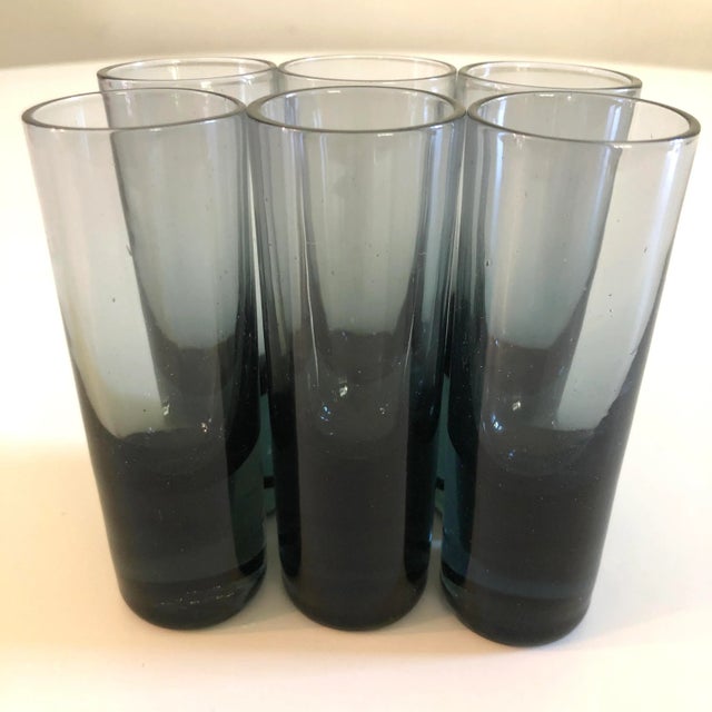 Vintage Gray Smoked Glass Shot Glasses Bud Vases--Set of 6 For Sale - Image 4 of 4