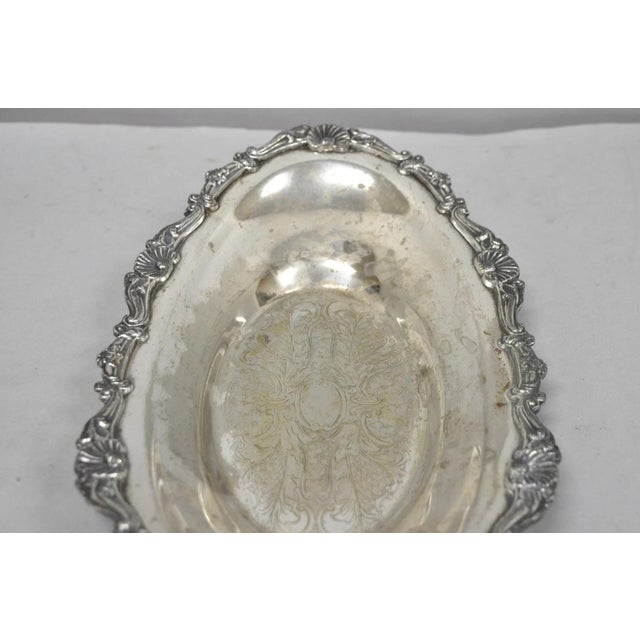 Metal Vintage Victorian Style Silver Plated Oval 13.5" Trinket Serving Dish (A) For Sale - Image 7 of 17