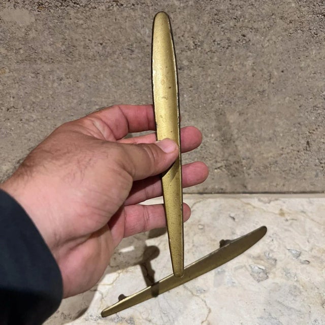 Modern Modernist Long Brass Pull Handle Set of Two Carl Aubock Style For Sale - Image 3 of 6