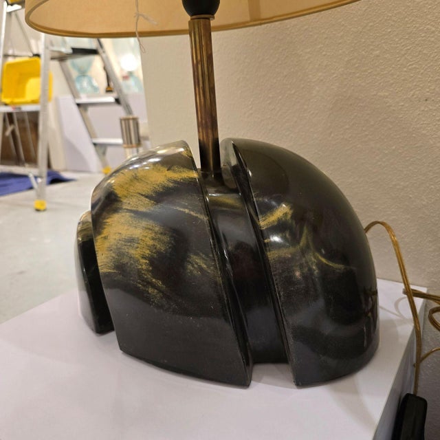 1960s Green Marble Mid Century Modern Pair of Lamps - a Pair For Sale - Image 10 of 12