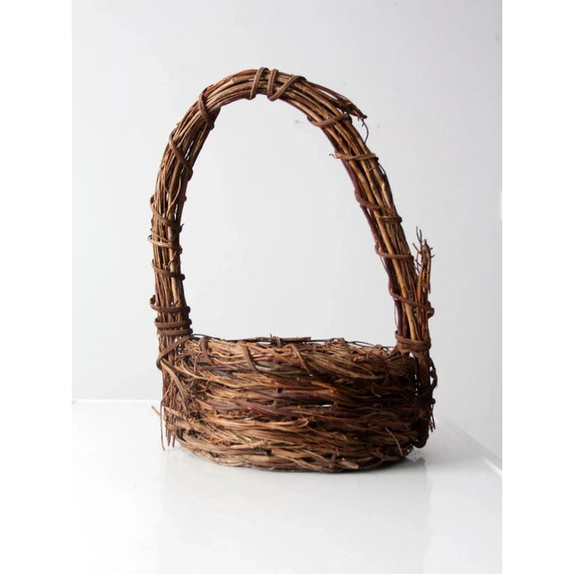 Vintage Rustic Twig Basket For Sale - Image 4 of 12