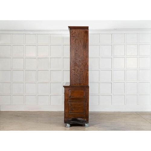 Wood Georgian English Monumental Breakfront Oak Housekeepers Cupboard, 1800s For Sale - Image 7 of 18